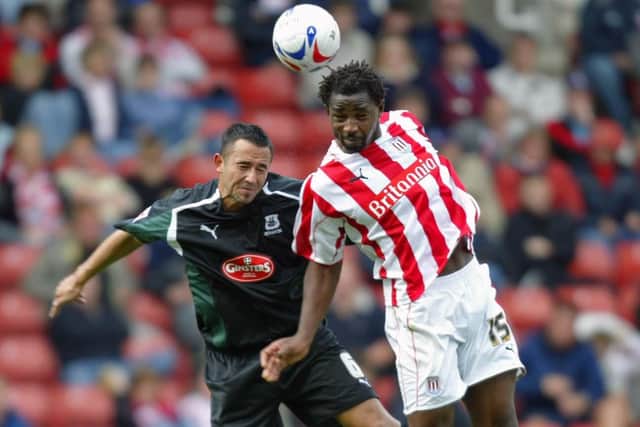 Vincent Pericard also played for Stoke in the Premier League, totalling 45 appearances under Tony Pulis. Picture: Barry Coombs