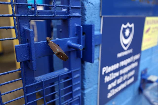 There's little evidence to suggest the gates to Fratton Park will be opening any time soon.  Picture: Naomi Baker/Getty Images
