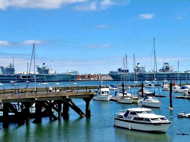 Stacey Johns took this picture of the warships and the sun at Priddy's Hard.