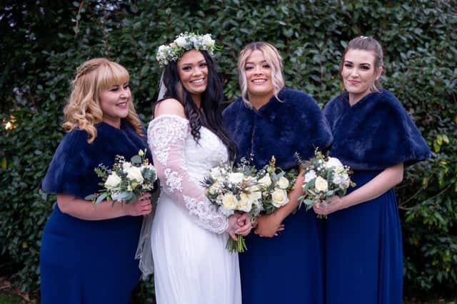 Amy Handley with her bridesmaids.