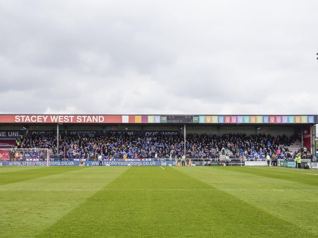 The Pompey fans packed out the away end at the LNER Stadium