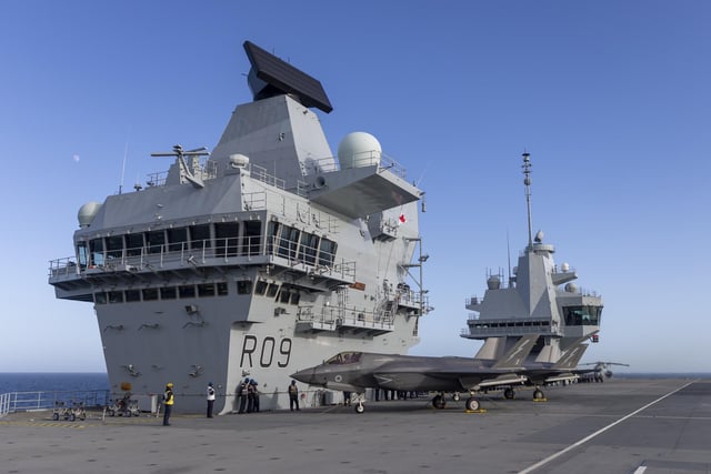 HMS Prince of Wales during F35-B Lightning jet trials.