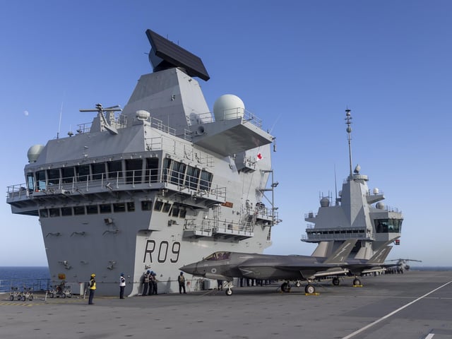 HMS Prince of Wales during F35-B Lightning jet trials.