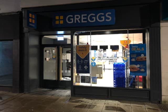 The Greggs branch in 240 Commercial Road, photographed at 10.20pm on March 25. Picture: Richard Lemmer