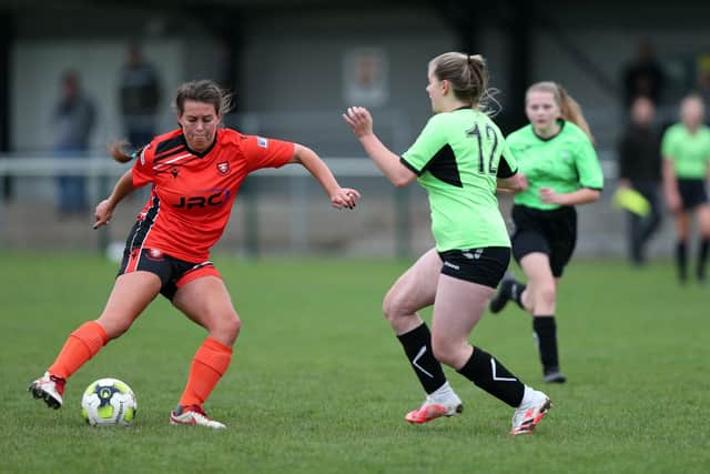 AFC Portchester, seen here in action against AFC Bedhampton Village, have won all their Hampshire Women's League matches in 2020/21. Mark Dugan is continuing to manage the team even though he has now joined Infinity. Picture: Chris Moorhouse