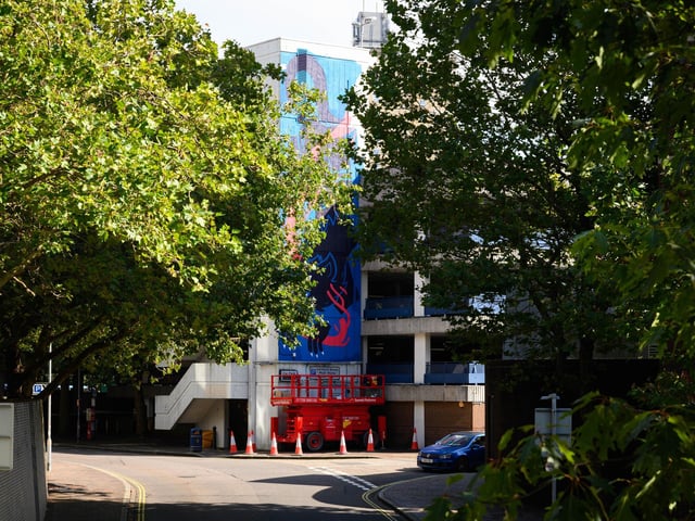 Pictured is: KMG artwork on his artwork on the side of the carpark in Alec Rose Lane
Picture: Keith Woodland (140921-66)