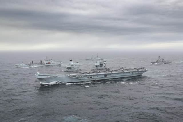 FULL UK CARRIER STRIKE GROUP ASSEMBLED FOR FIRST TIME

The full UK Carrier Strike Group assembled for the first time during Group Exercise 2020 on 4th October. Aircraft carrier HMS Queen Elizabeth leads a flotilla of destroyers and frigates from the UK, US and the Netherlands, together with two Royal Fleet Auxiliaries. It is the most powerful task force assembled by any European Navy in almost 20 years.