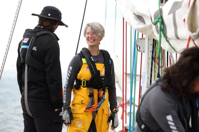 Dianne McGrath aboard ship as she trains before the world yacht race. Picture: Sam Stephenson.