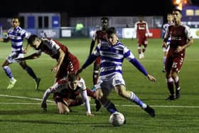 James Roberts lines up a shot during Oxford City's FA Cup upset win against three divisions higher Northampton last year. Photo by Catherine Ivill/Getty Images.