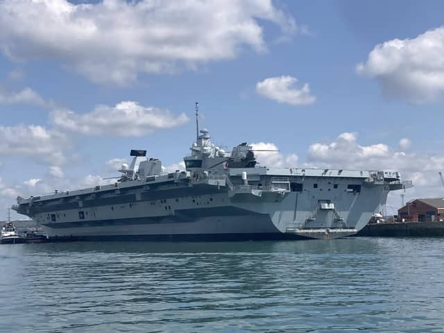 HMS Queen Elizabeth alongside Portsmouth on the morning of June 22. Jake Corben - JC Maritime Photos.