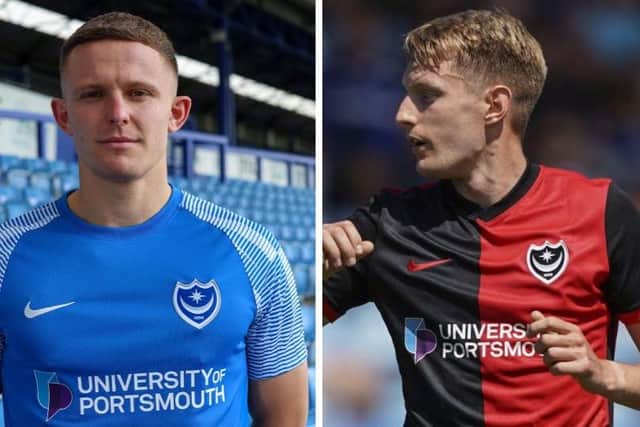 Pompey fans are excited at the prospect of Colby Bishop, left, and Joe Pigott linking up at Fratton Park