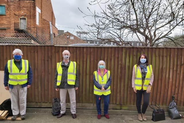 Volunteers at Portsdown Portsdown Group Practice's Kingston Crescent Surgery in North End at its Covid vaccination centre. Left to right: David Griffiths, Charles Mcintosh, Julia Lynn and Vicki Luke 