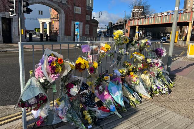 More than 80 floral tributes have been placed outside Gunwharf Quays in memory of a Gosport teenager who died in a collision outside the retail centre.
