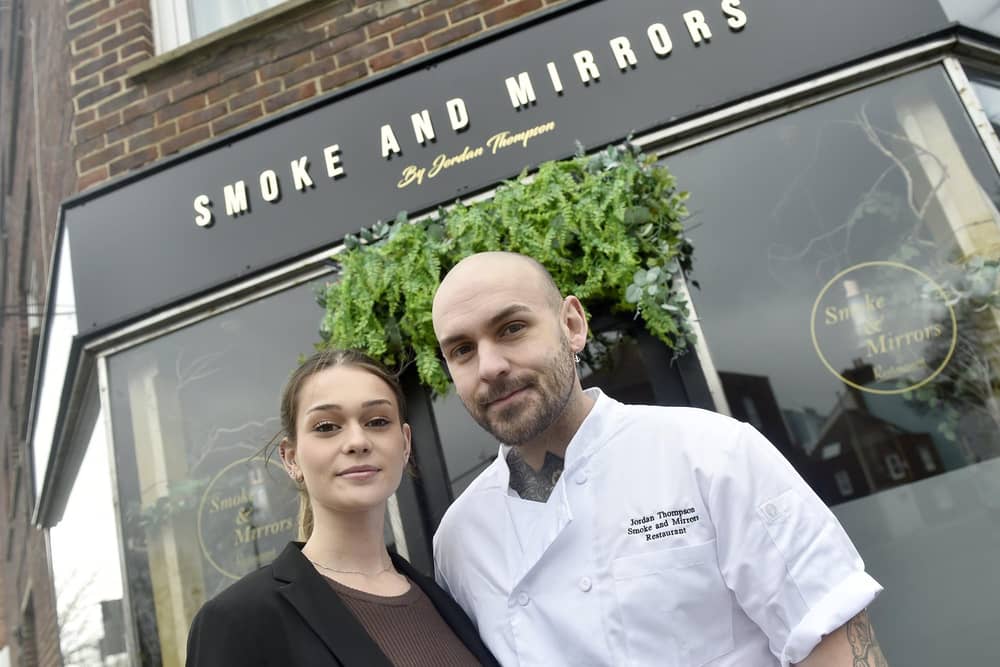 Smoke and Mirrors restaurant in High Street, Old Portsmouth, is getting ready to celebrate its first birthday on February 14, 2025.   Pictured is: Owners Caitlyn Odin and Jordan Thompson.  Picture: Sarah Standing (280125-8906)