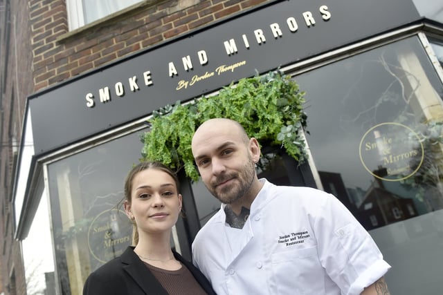 Smoke and Mirrors restaurant in High Street, Old Portsmouth, is getting ready to celebrate its first birthday on February 14, 2025.   Pictured is: Owners Caitlyn Odin and Jordan Thompson.  Picture: Sarah Standing (280125-8906)