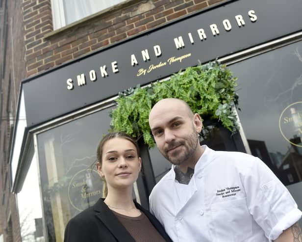 Smoke and Mirrors restaurant in High Street, Old Portsmouth, is getting ready to celebrate its first birthday on February 14, 2025.   Pictured is: Owners Caitlyn Odin and Jordan Thompson.  Picture: Sarah Standing (280125-8906)
