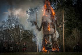 The wicker man is burned 
Picture: Eleanor Sopwith