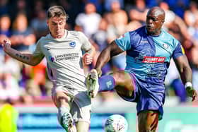Adebayo Akinfenwa in action against Pompey. Picture: Nigel Keene