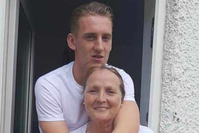 Pompey winger Ronan Curtis and his mum Marie Curtis.