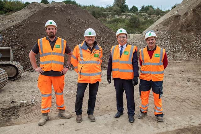 Luke Grainger, assistant operations manager, Michael Balch, managing director, Alan Mak MP and Stephen Harman, general manager. Picture: Mike Cooter (151021)