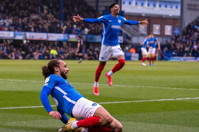 Marcus Harness put Pompey ahead on 11 minutes with his 10th goal of the season.   Picture: Stephen Flynn/ProSportsImages