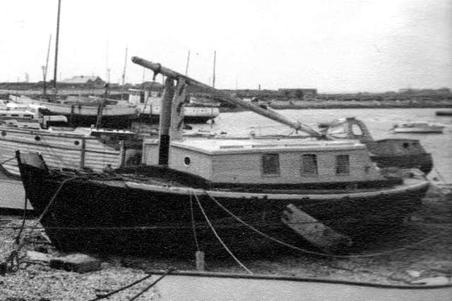 The hulk Vebrina beached at Kendall's Wharf, off Eastern Road, Portsmouth, in the 1960s.  Picture: Barry Cox collection.
