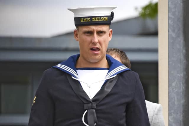 Pictured: Able seaman Daniel Taylor Goffey at Bulford Military Court Centre. Photo:  David Clarke/Solent News & Photo Agency