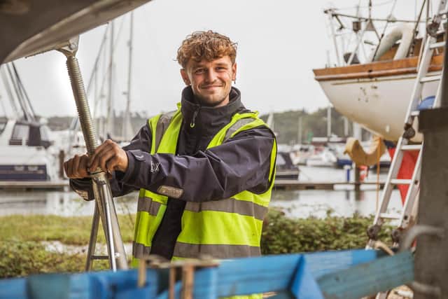 First Beaulieu River apprentice Oli Rickard at Buckler's Hard Yacht Harbour