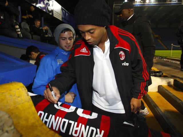 What a moment this was as Ronaldinho signs autographs on AC Milan's visit to Fratton Park in 2008.