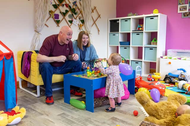 Mother & baby craft group in the family room at the HomeStart UK West Lothian project on the 22nd of April 2022 in Livingston, Scotland, United Kingdom. (Picture by Andy Aitchison / HomeStartUK):Home-Start Portsmouth are taking part in the Christmas Challenge to raise £5,000 in just 1 week. These funds will be used for project For Families’ Futures.
