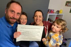 A team effort - James, Sarah, Ellis and Ruby Warrener are aiming to run, cycle and scoot 154 miles in March - the distance between the Mountbatten Leisure Centre and the Acquatic Centre in London and back again.