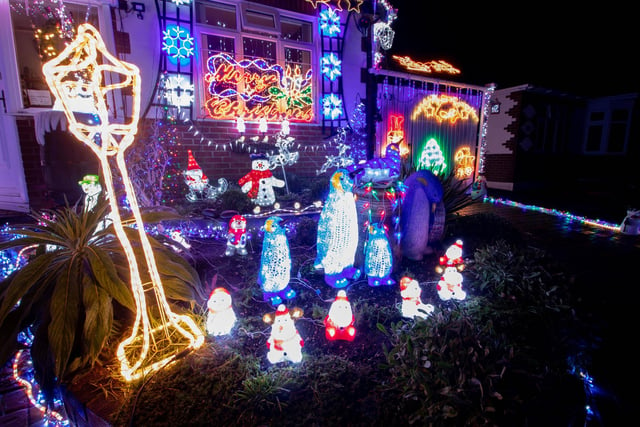 Bill and Barbara Wright have been doing their Christmas lights for charity for the last 16 years and this year is no differentPictured: Christmas lights at Bill and Barbara Wright's home in Portchester on Monday 4th December 2023Picture: Habibur Rahman