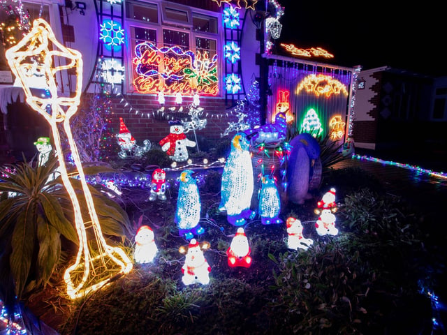 Bill and Barbara Wright have been doing their Christmas lights for charity for the last 16 years and this year is no differentPictured: Christmas lights at Bill and Barbara Wright's home in Portchester on Monday 4th December 2023Picture: Habibur Rahman