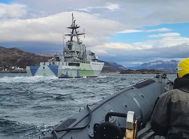 HMS Severn pictured at sea during a training stint for the navy's next batch of navigators.