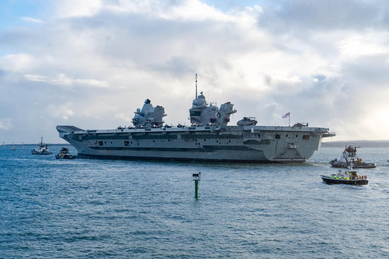 HMS Queen Elizabeth leave Portsmouth on 3rd of November. Photo by Matt Clark