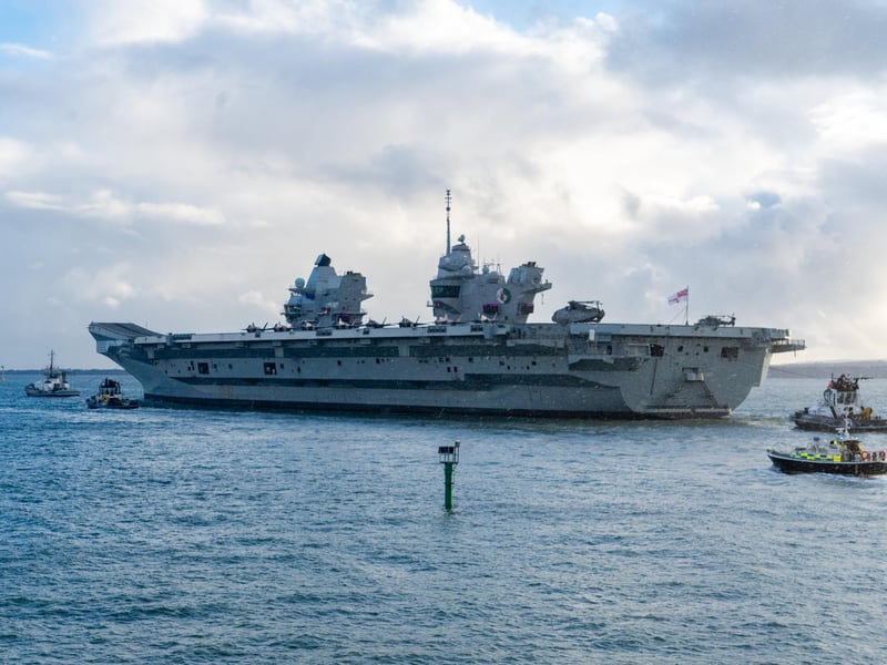 HMS Queen Elizabeth leave Portsmouth on 3rd of November. Photo by Matt Clark