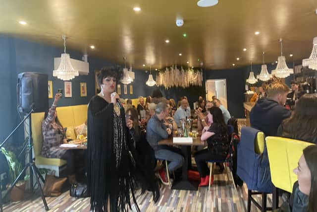 Alyssa Van Delle performs at Italian Drag Brunch at Pitigliano, Southsea.