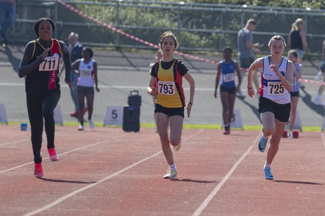 Under-15 girls 100m. Picture by Paul Smith