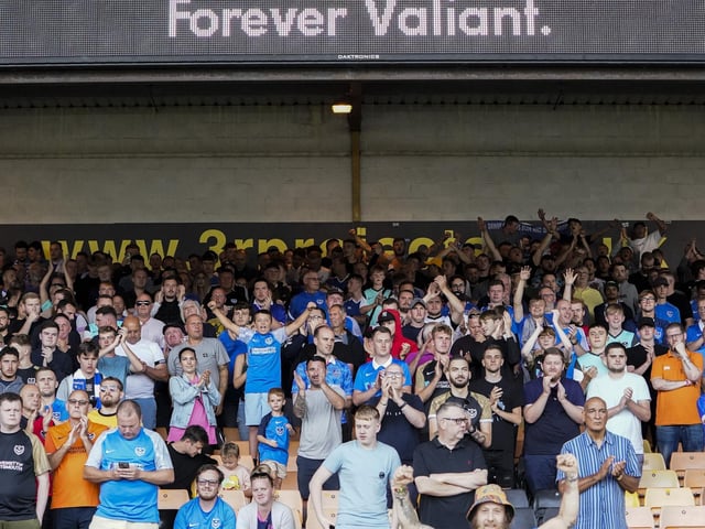Pompey fans in full voice during today's game at Port Vale