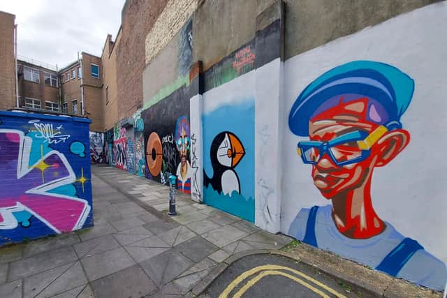 Street art around the side and back of the former Debenhams building, Palmerston Road, Southsea.