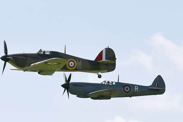 A Hawker Hurricane and a Supermarine Spitfire will make a flypast of Dame Vera Lynn's funeral procession (Photo: KIRSTY WIGGLESWORTH/AFP via Getty Images)