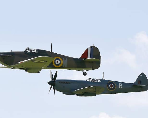 A Hawker Hurricane and a Supermarine Spitfire will make a flypast of Dame Vera Lynn's funeral procession (Photo: KIRSTY WIGGLESWORTH/AFP via Getty Images)