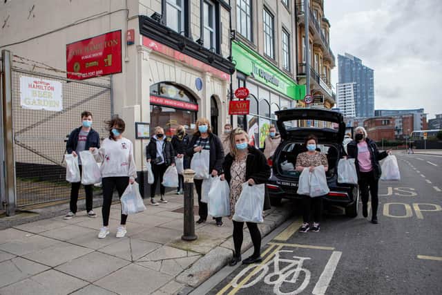 Jeanette Warren with some of the volunteers preparing for their final delivery on Friday 12 March 2021 outside The Lady Hamilton, The Hard, Portsmouth.

Picture: Habibur Rahman