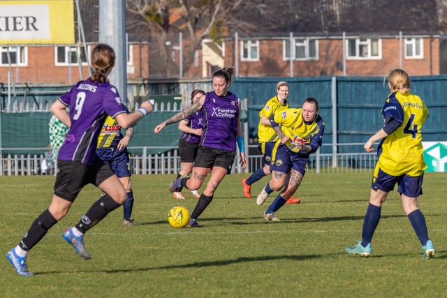 Gosport Borough (yellow) v Gosport Falcons. Picture: Mike Cooter