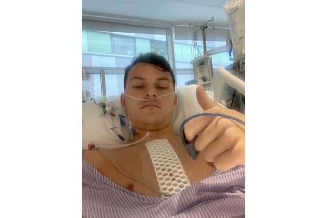 Alfie Rutherford after undergoing open-heart surgery