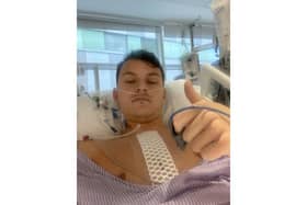 Alfie Rutherford after undergoing open-heart surgery