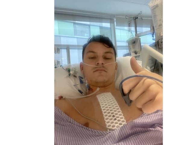 Alfie Rutherford after undergoing open-heart surgery