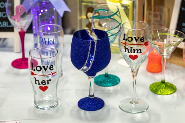 Customised glasses by Rhiannon Davey from Glitztastic. Picture: Mike Cooter (120622)