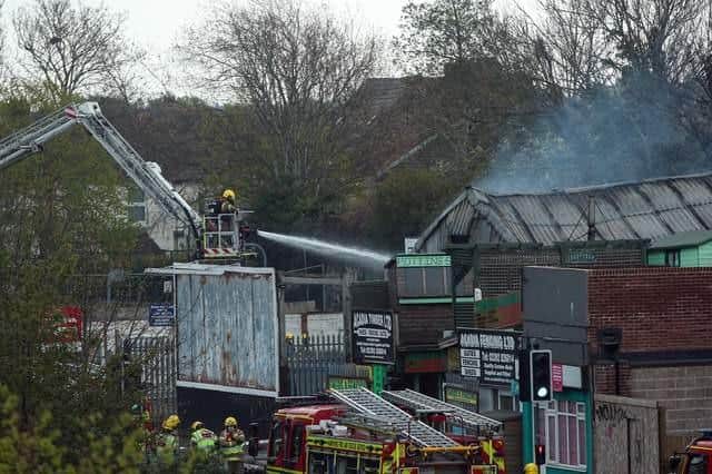 A fire ripped through part of the auto business in Goldsmith Avenue in April 2021.