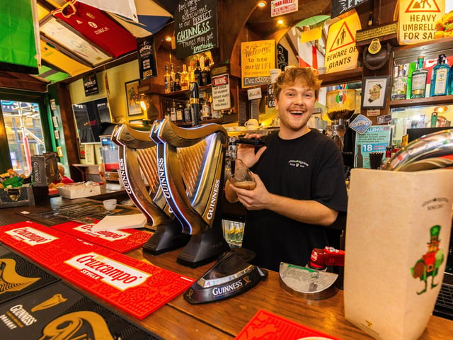 Shenanigans Irish Bar and Cafe 57 Osborne Road Pictured: Max Irwin - Team Member of Shenanigans Picture: Marcin Jedrysiak